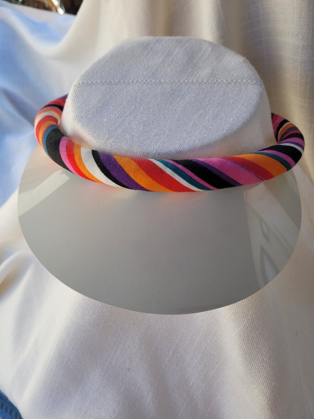 Rainbow Striped Women's Wide Brimmed Beach Sun Protection Visor Hat Adjustable